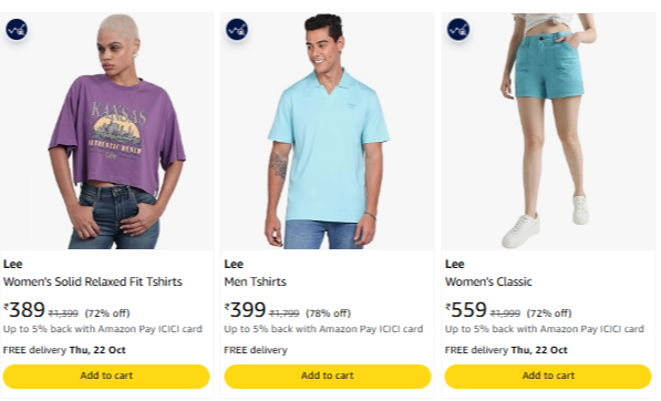 Lee Clothing & Accessories at minimum 70% Discount