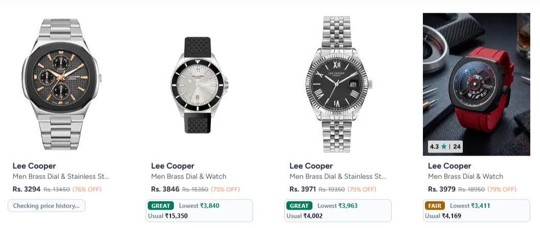 Lee Cooper Mens Watches at minimum 79% Discount