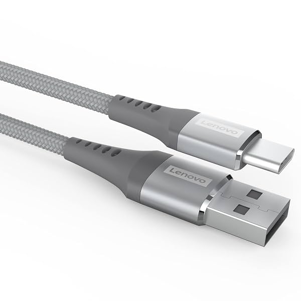 Lenovo USB A to Type-C Tangle-free Aramid fiber braided 1.2m cable with 4A Fast charging & 480 MBPS data transmission, c