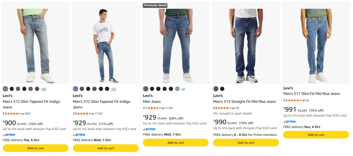 Levi's Men's Jeans up to 71% Discount