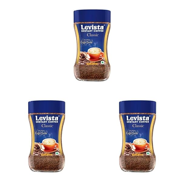 Levista Classic Pure Instant Coffee 100/90 GM JAR (Pack of 3)