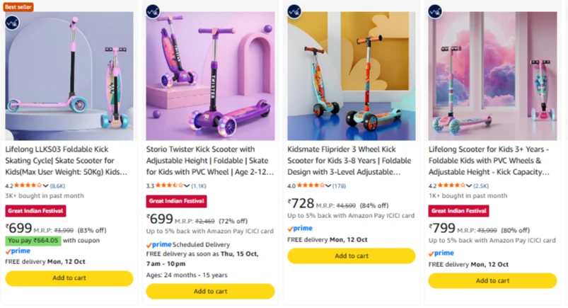 Lifelong Foldable Kids Kick Scooter upto 83% Discount
