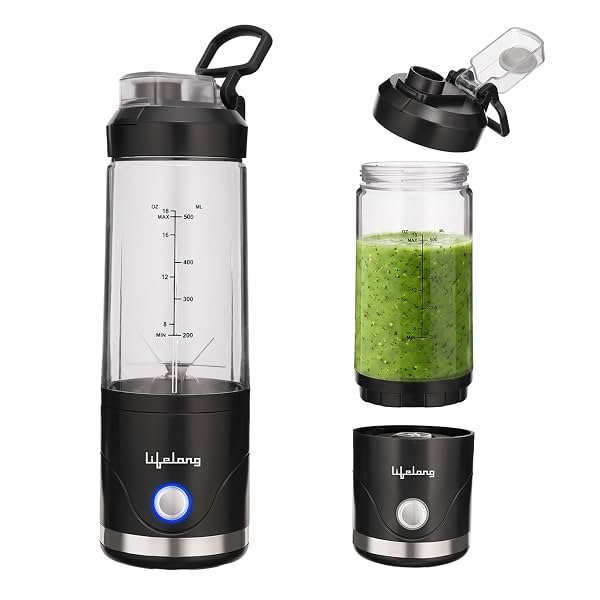 Lifelong Portable Blender 650ml | Portable Juicer Mixer for Smoothies & Juice | 4000mAh USB Rechargeable | 6 Stainless S