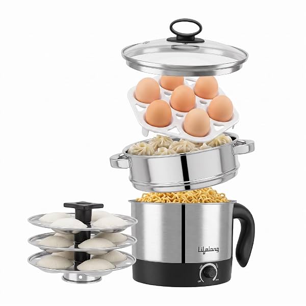 Lifelong Stainless Steel Multi Kettle with 3 Idli Plates