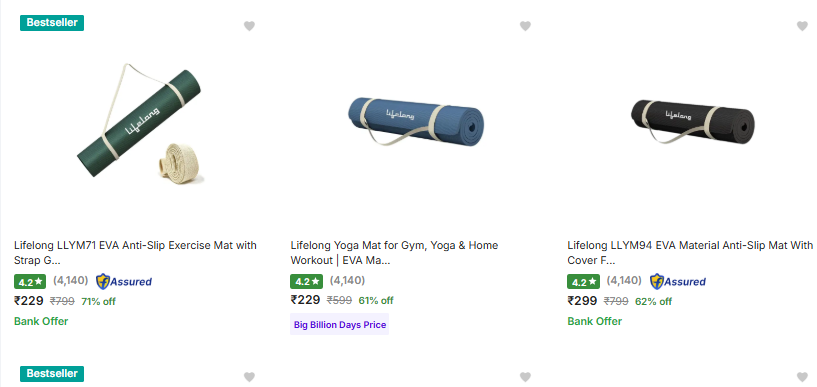 Lifelong Yoga Mats Starts @ ₹229