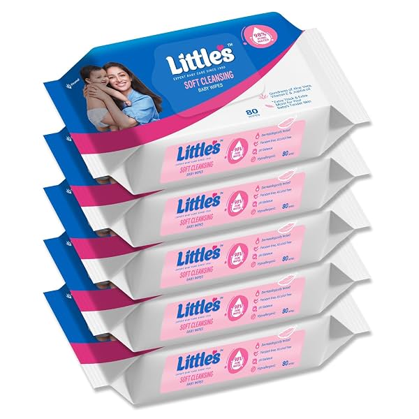 Little's Soft Cleansing Baby Wipes | 80 Wipes x 5 - 400 Wipes