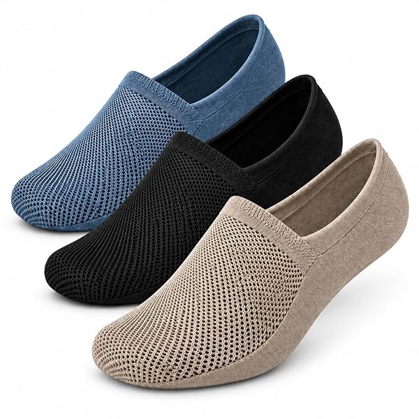 Loafer Socks for Men, Cotton No Show Low Cut Socks with Anti-Slip Heel Grip