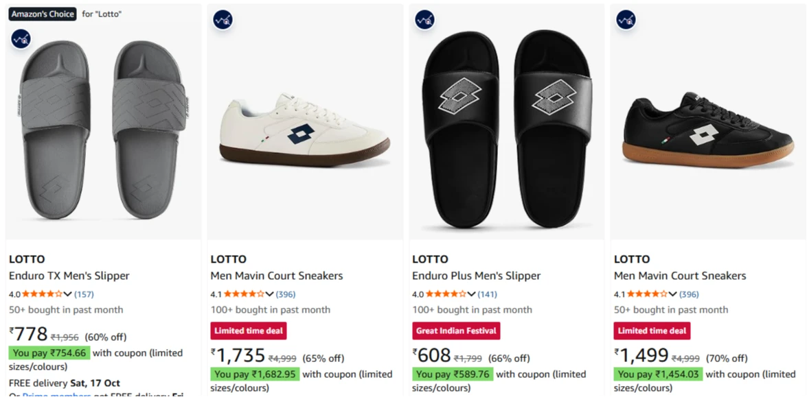 Lotto Men's Footwear at minimum 70% Discount