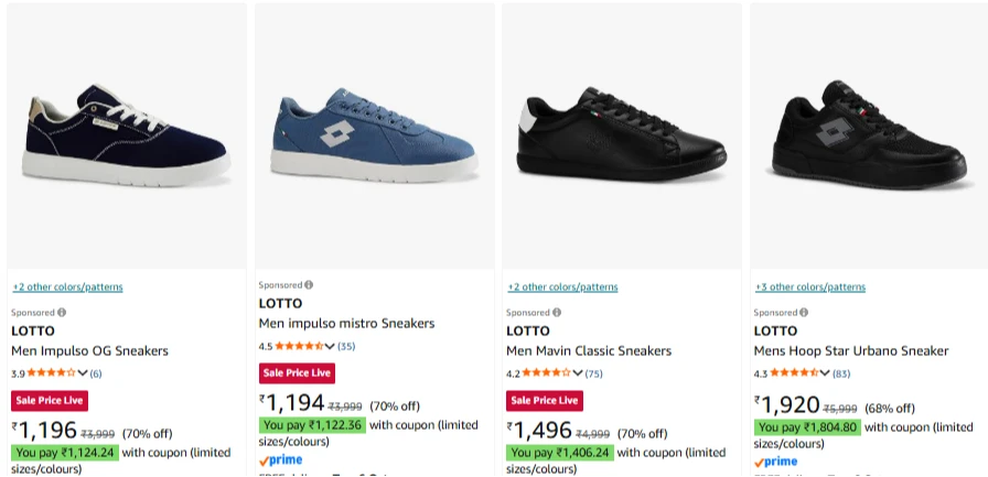 Lotto Men's Footwear up to 70% Discount