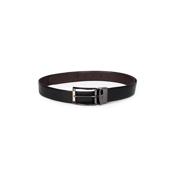 Louis Philippe Men's 100% Italian Leather Dual Tone Zinc Alloy Buckle Formal