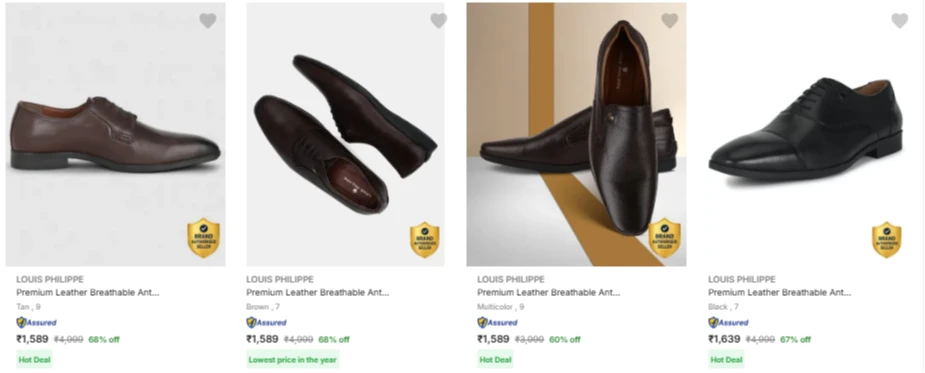 Louis Philippe Men’s Formal Shoes at Mininmum 60% Discount