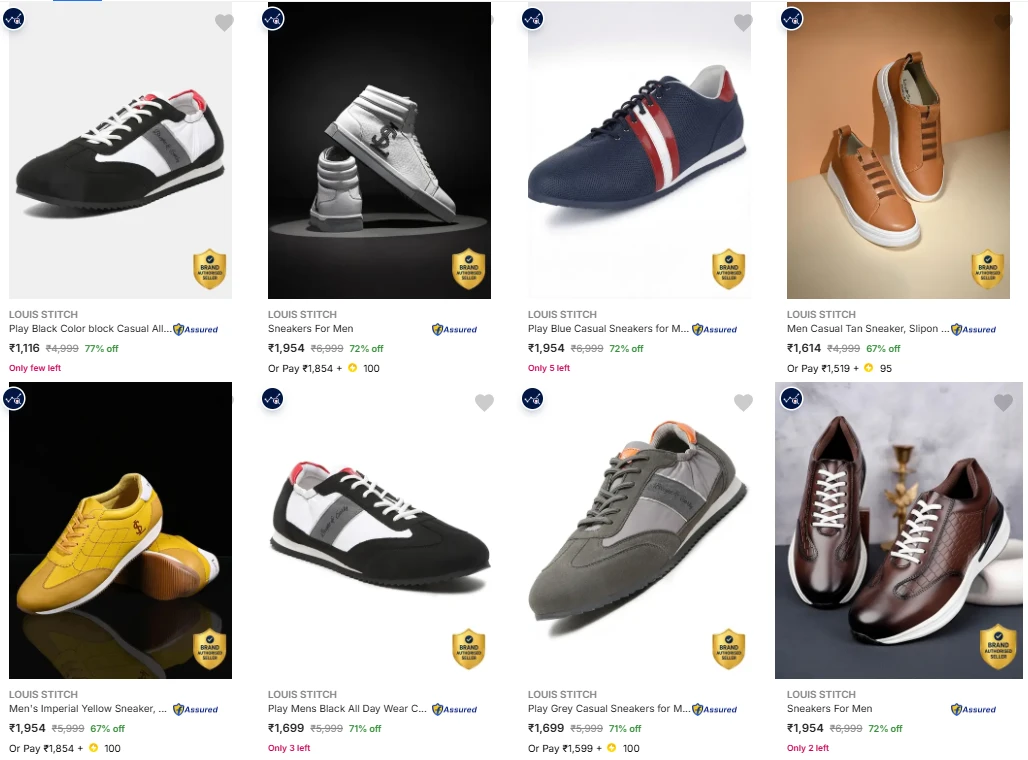 Louis Stitch Men's Sneakers at minimum 75% Discount