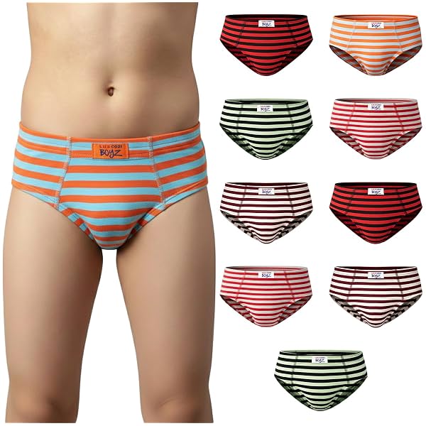 Lux Cozi Boy's Super Combed Cotton Inner Elastic Stripe Brief for Kids |Stripe