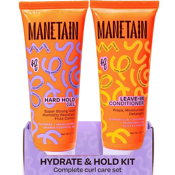 MANETAIN Hydrate & Hold Curl Kit | Leave-in Conditioner 100ml & Hard Hold Gel