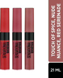 MAYBELLINE NEW YORK Liquid Matte PO3 (Touch of Spice, Nude Nuance, Red Serenade, 21 ml)