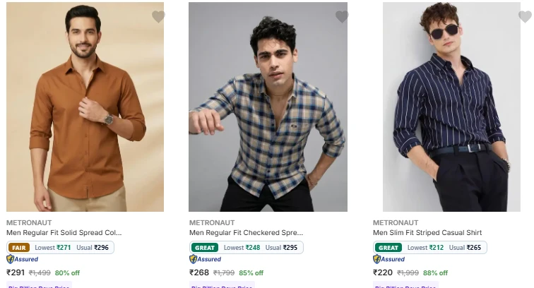 METRONAUT Men's Shirts up to 88% discount