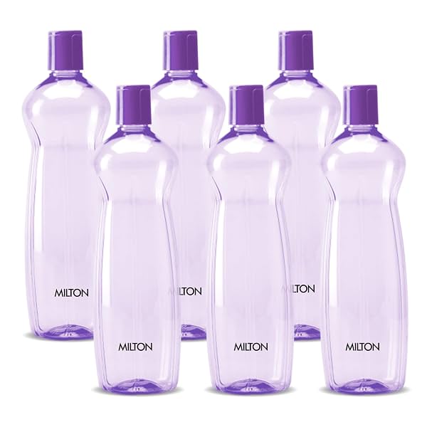 MILTON Pacific 1000 Pet Water Bottles, 1 Litre Each, Set of 6, Purple | BPA Free | Leak Proof |