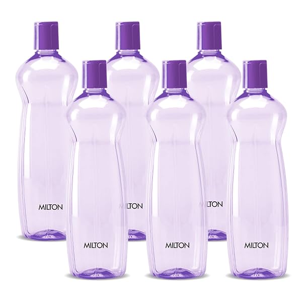MILTON Pacific 1000 Water Bottle 1 Litre each, set of 6, Purple I PET Food Grade I BPA Free, Leak Proof I Wide Mouth, Ea