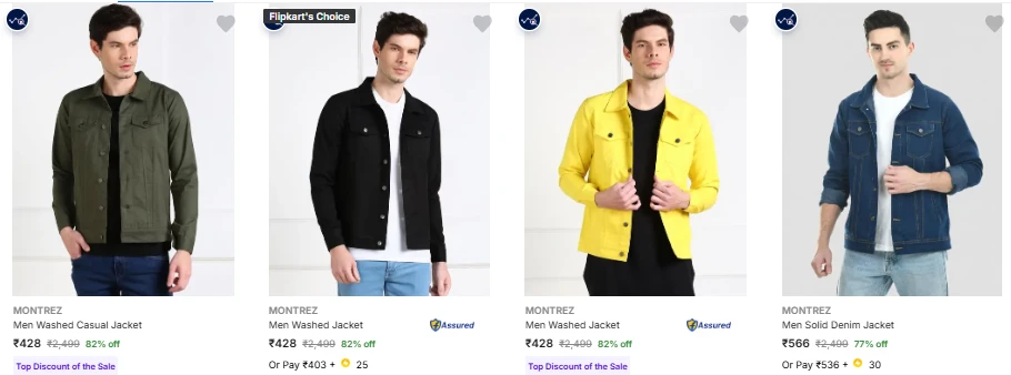 MONTREZ Men's Jackets upto 82% Discount
