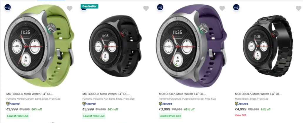 MOTOROLA Smart Watches at minimum 61% Discount