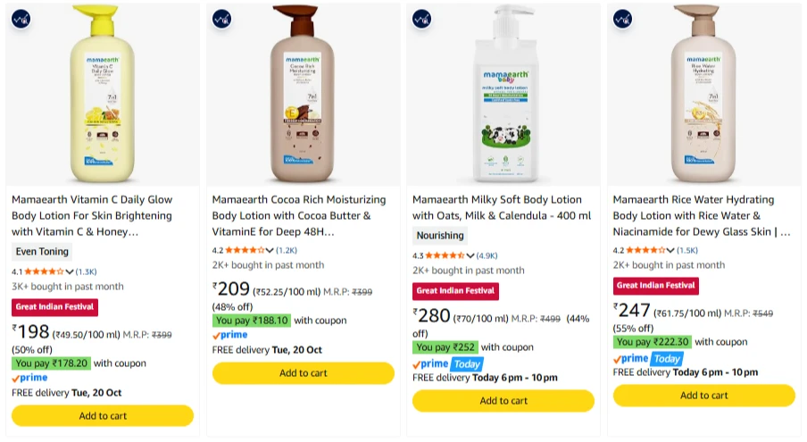 Mamaearth Body Lotion starting ₹198