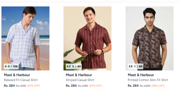 Mast & Harbour Clothings & Apparels at minimum 71% Discount