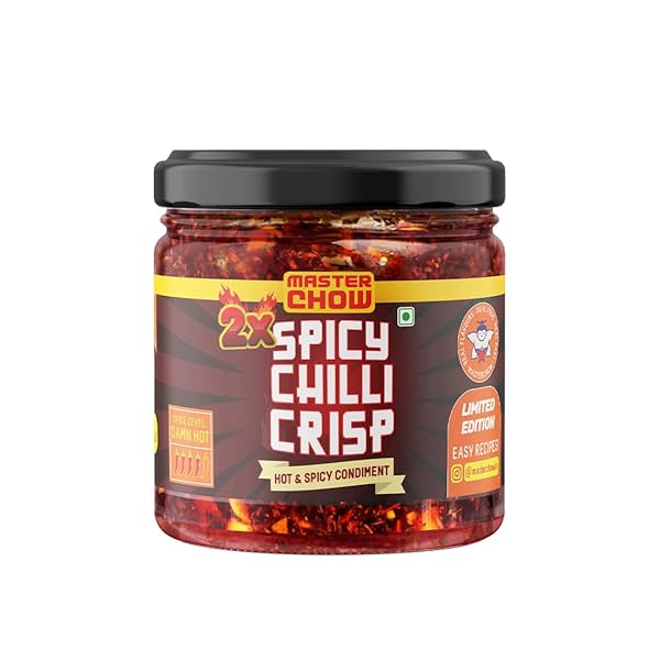 MasterChow Limited Edition 2X Chilli Garlic Crisp | Spicy, Crunchy, Garlicky Flavor | Made with Sichuan Peppercorns, Cru