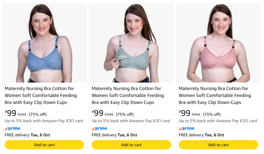 Maternity Nursing Bra Starting at @ ₹99