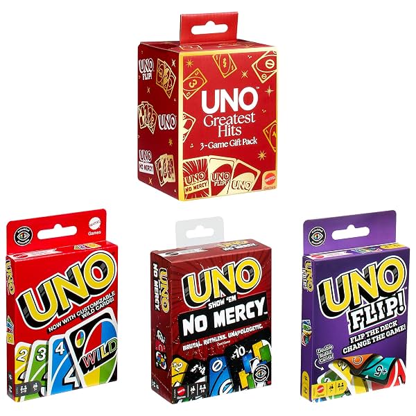 ​Mattel Games UNO Greatest Hits Gift Pack with 3 Card Games, UNO