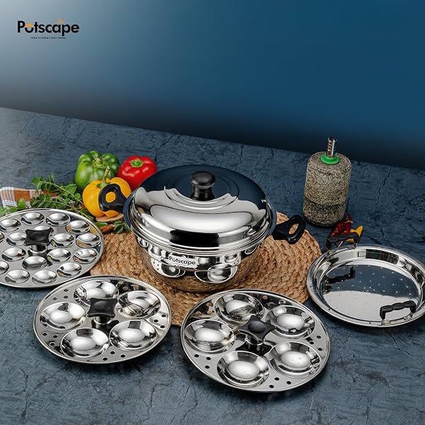 Maxx Idlipot - Multi Idli Pot Stainless Steel - Compatible with Gas & Induction
