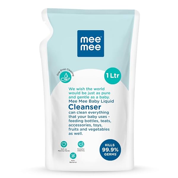 Mee Mee Baby Liquid Cleanser 1 L, Anti-Bacterial Kills 99.9% Germs | for Feeding Bottles, Nipples, Accessories, Toys, Fr