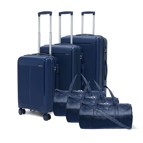 Megatron 6 Piece Luggage Set 3 Trolley 3 Duffle Navy