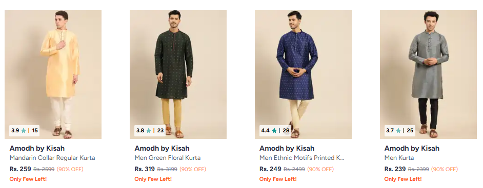 Men Kurta Flat 90% Discount Starting At ₹239