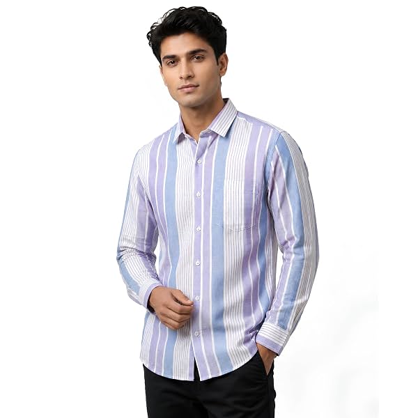 Men's Full Sleeve Striped Regular Fit Casual Shirt
