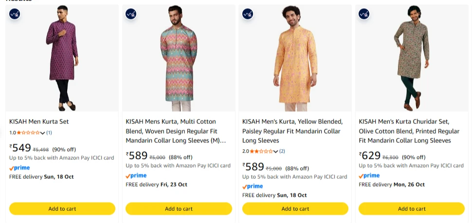 Men's Kurta set upto 90% discount