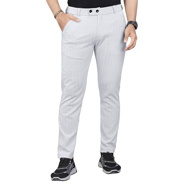 Men's Regular Fit Cotton Blend Formal Trousers