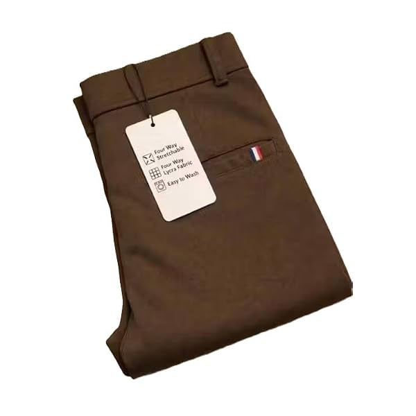 Men’s Regular Fit Formal Stretchable Trousers with Expandable Waist – Skin Friendly Lightweight Daily Use