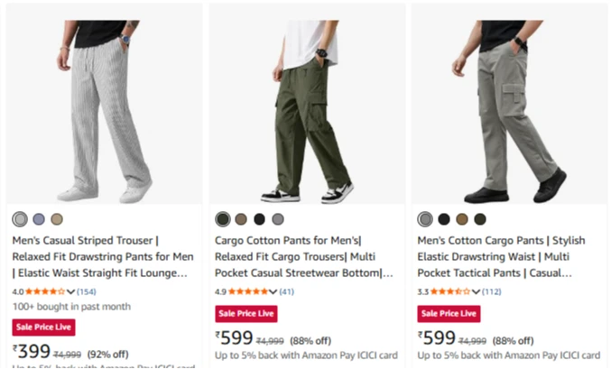 Men's Trousers up to 92% discount
