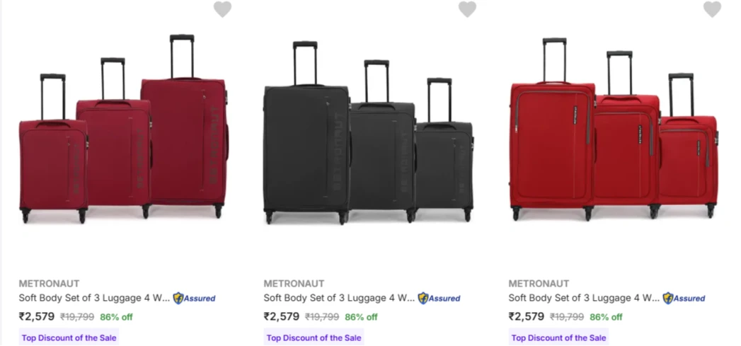 Metronaut Pack of 3 Suitcases at @ ₹2579