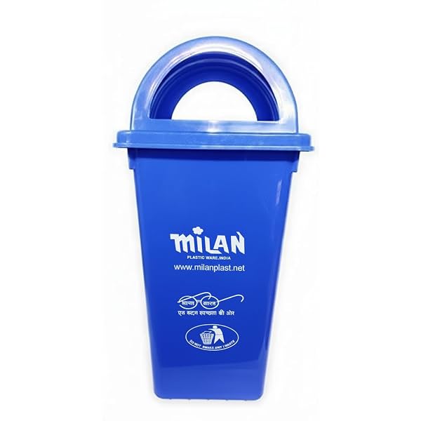 Milan Plastic Garbage Dustbin With Dome Lid 60 Litre Blue