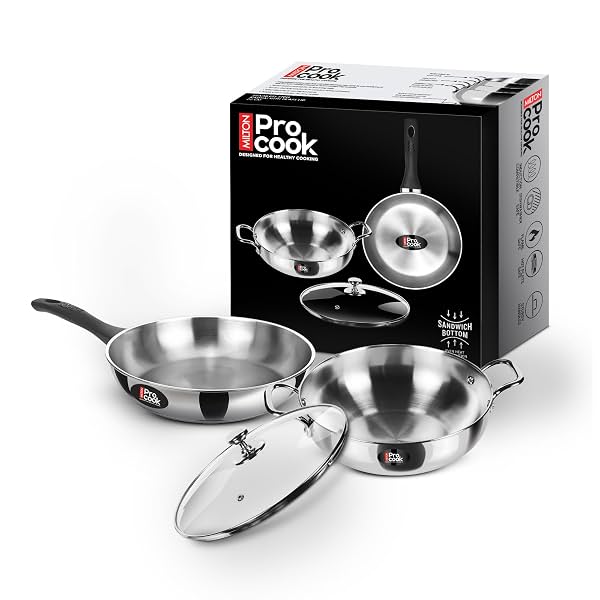 Milton Pro Cook 3-Piece Stainless Steel Cookware Set