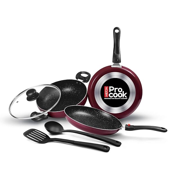 Milton Pro Cook Kitchen Pride Non-Stick Cookware Set (Peach, 5-Piece)
