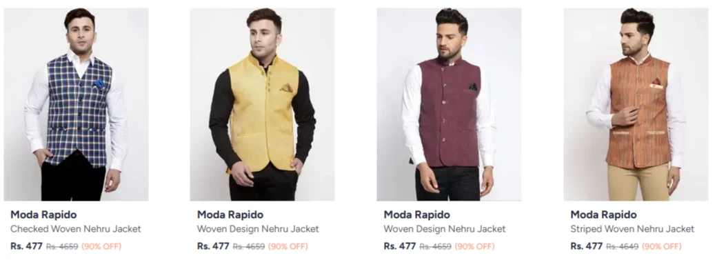 Moda Rapido Nehru Jackets at minimum 90% Discount