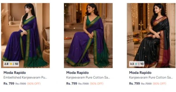 Moda rapido saree at upto 90% Discount