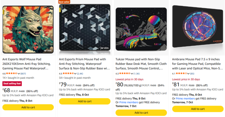 Mouse Pads at up to 92% Discount