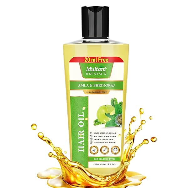 Multani Naturals Amla & Bhringraj Hair Oil (270 ml) | Strengthens Hair | Supports Scalp Health | Controls Frizz | For Me