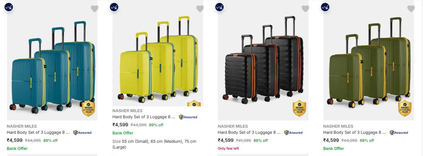 NASHER MILES Suitcases (PO3) at minimum 86% Discount