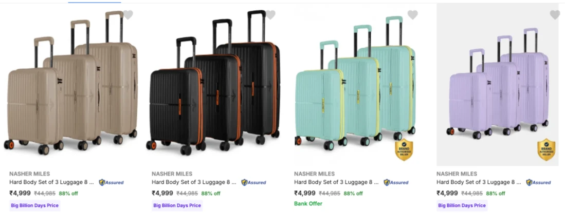 NASHER MILES Suitcases upto 88% Discount