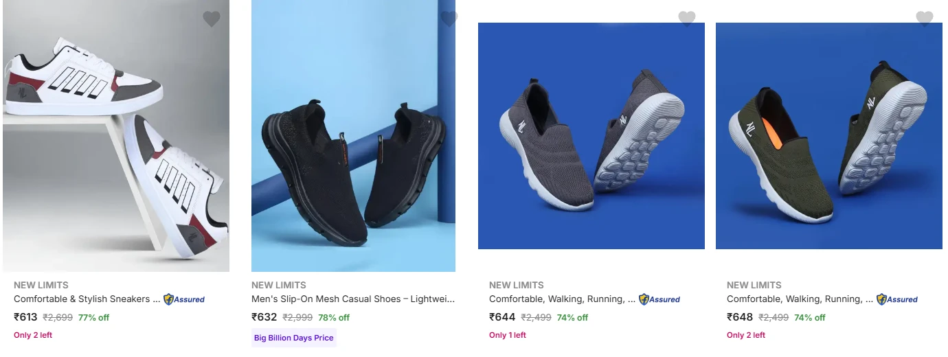 NEW LIMITS Men’s Casual Shoes at minimum 70% Discount