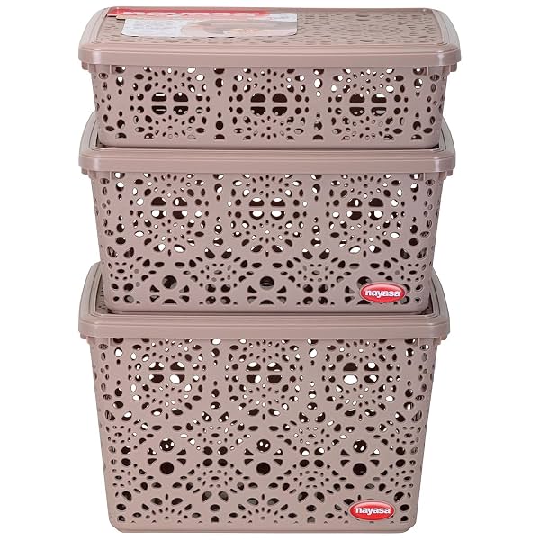Nayasa Flower Storage Basket Set Of 3 |Small + Medium + Big